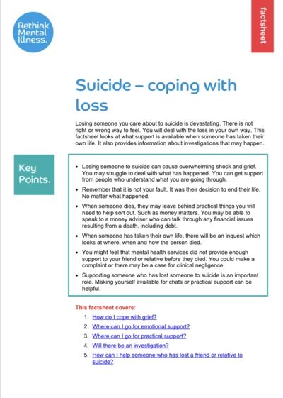 Suicide - Coping with loss Suicide - Coping with loss