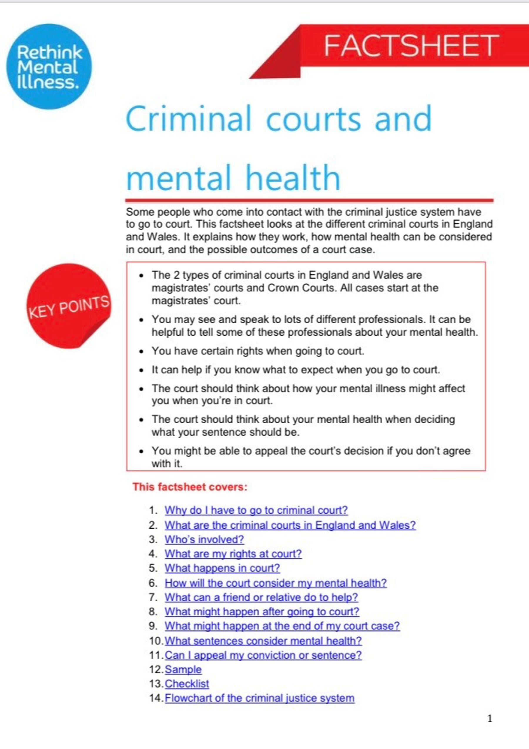 Criminal Courts and Mental Health Fact Sheet