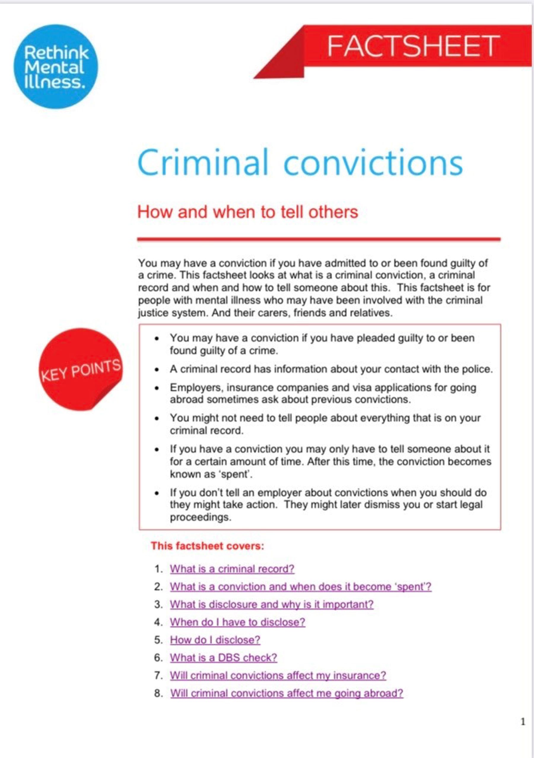 Criminal Convictions Factsheet
