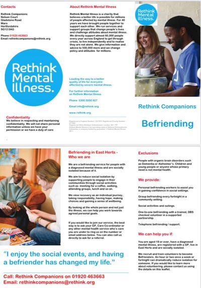 Rethink Herts Befriending Service Leaflet