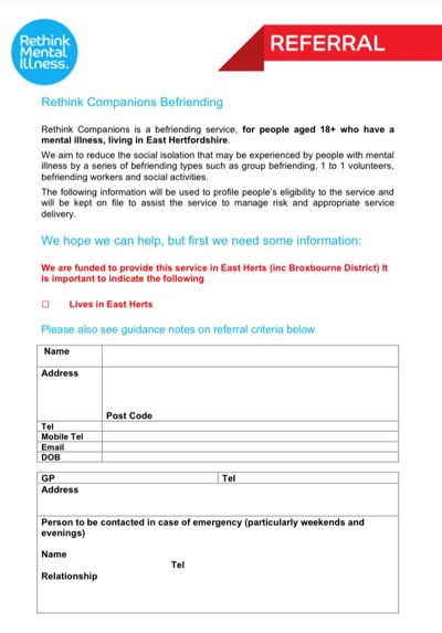 Rethink Companions Carer service