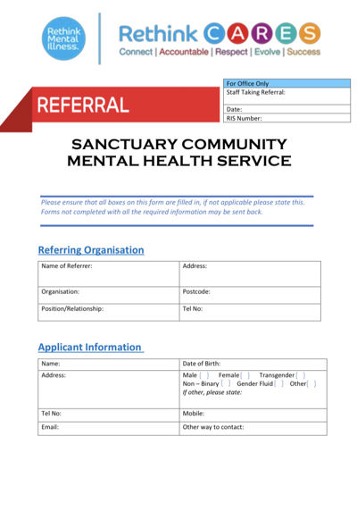 SANCTUARY CMHS REFERRAL FORM
